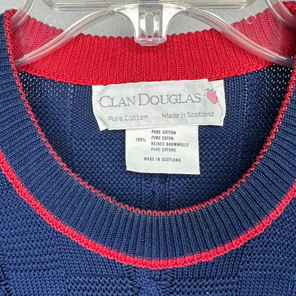Clan Douglas Scotland 100% Cotton Sweater Checkerboard Squares Mens Large - Picture 3 of 4